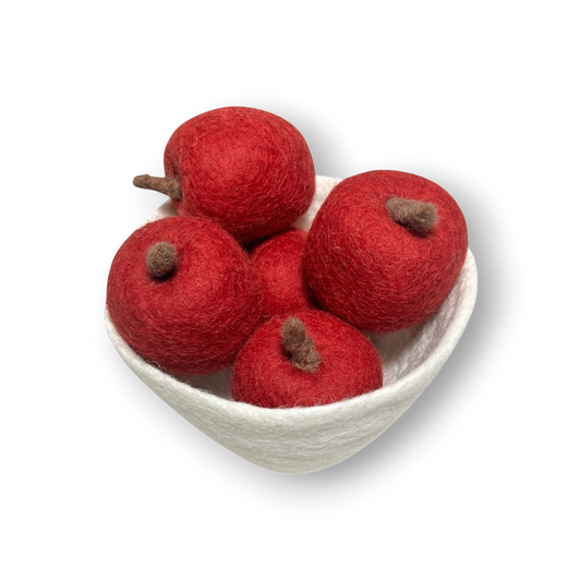 Felt Apples Whole In Fruit Bowl (Set of 6)