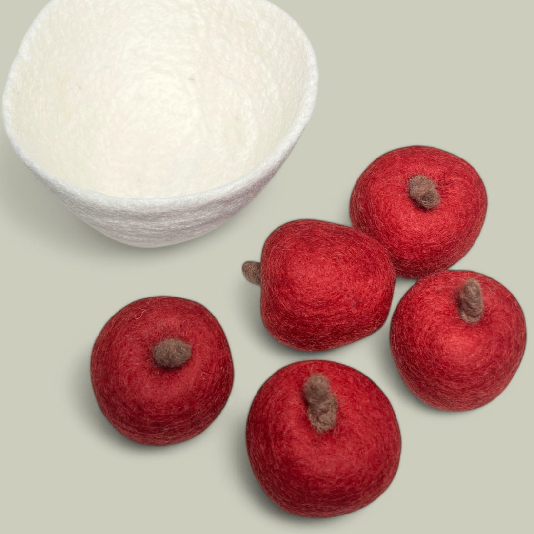 Felt Apples Whole In Fruit Bowl (Set of 6)
