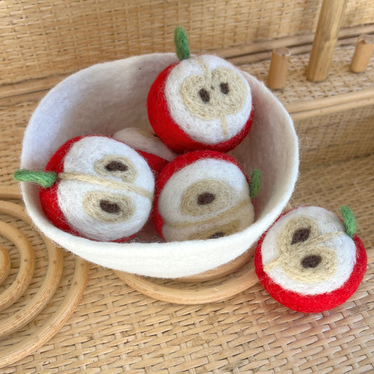 Felt Apples Halved In Fruit Bowl (Set of 6)