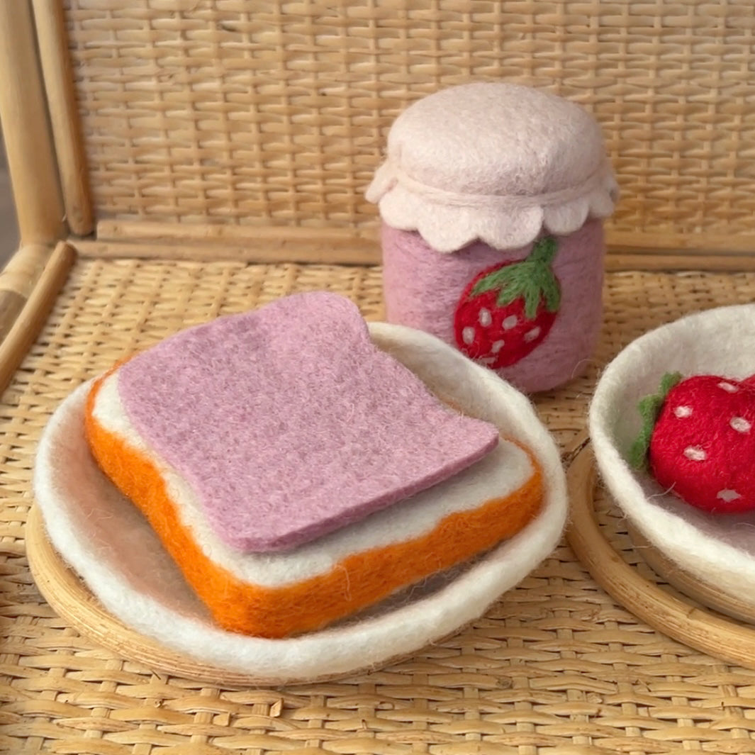Felt Strawberry Jam & Spread on Toast - Set of 3