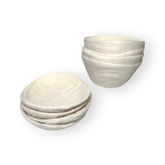 Felt White Plate & Bowl Pack - set of 8