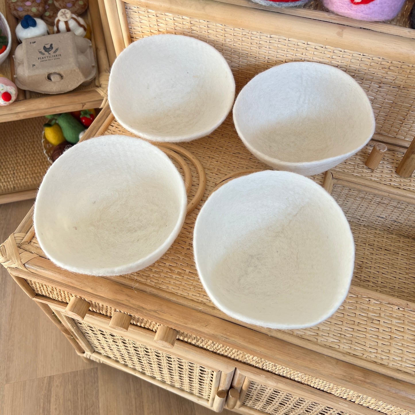 Felt White Bowls - Set of 4