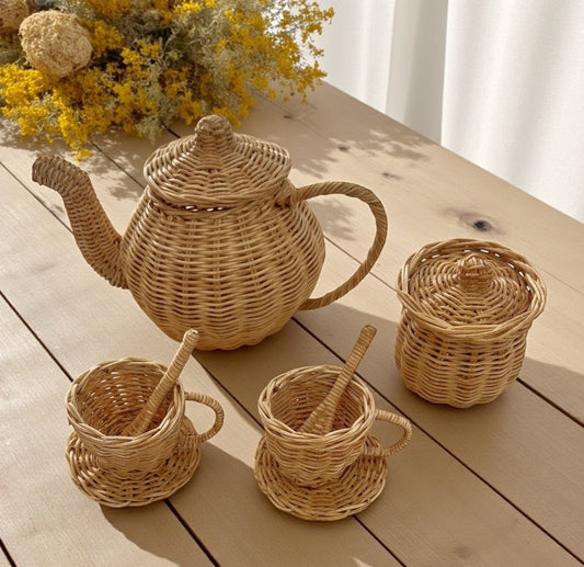 Tea Set Natural Rattan - set of 8