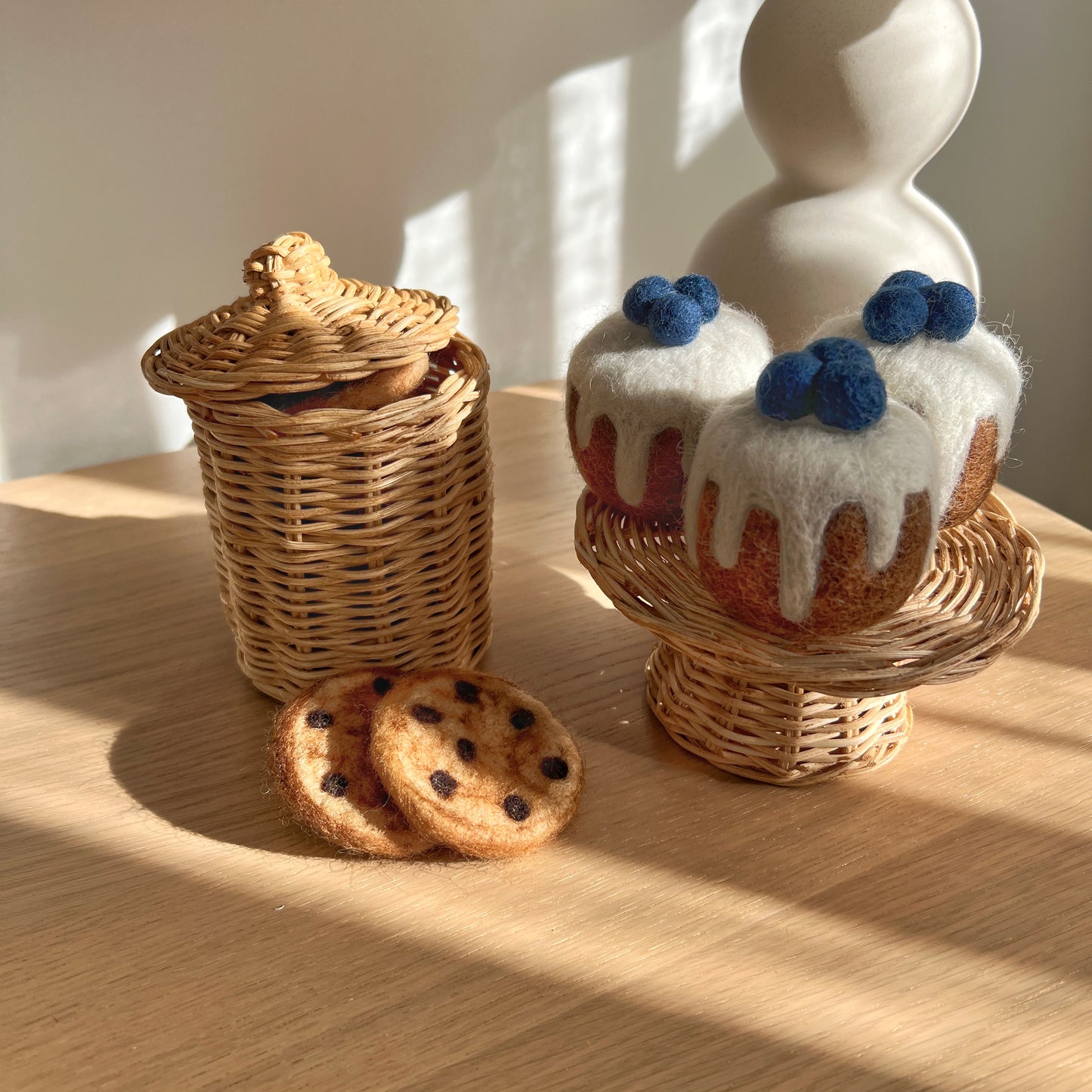 Toy Cake Stand & Cookie Jar - Natural Rattan