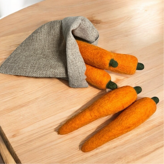 Felt Carrots in Hessian Sack - Set of 5