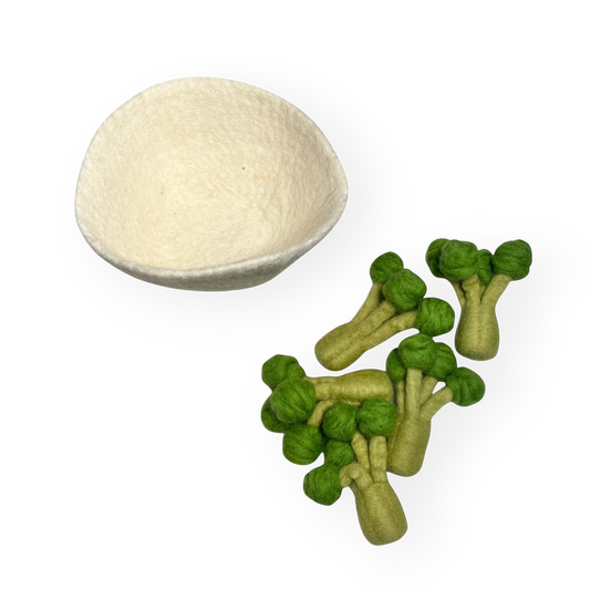 Felt Broccoli In Bowl (Set of 6)
