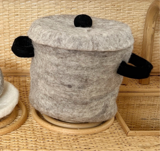 Felt Pot with removable lid - 2 pc set