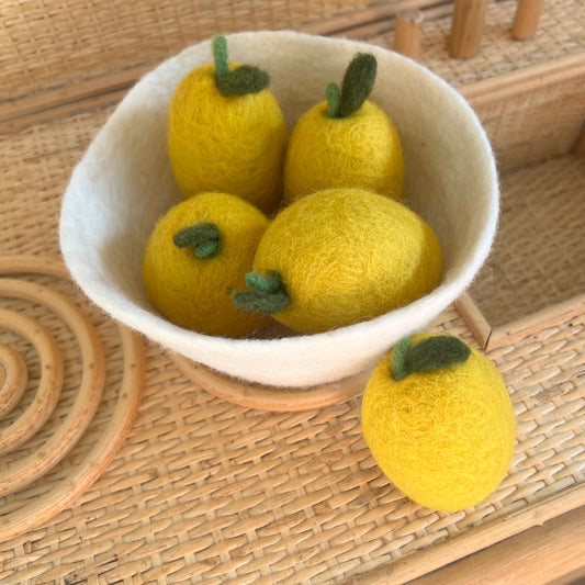 Felt Lemons In Bowl (Set of 6)