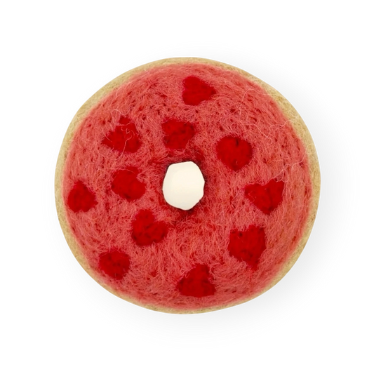 Felt Raspberry Doughnut with Heart Candy