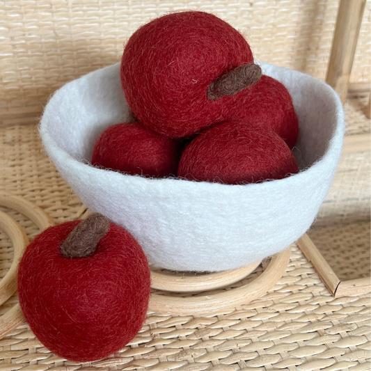 Felt Apples Whole In Fruit Bowl (Set of 6)