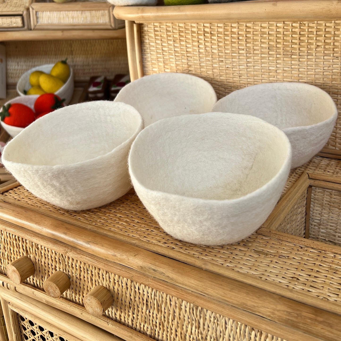 Felt White Bowls - Set of 4