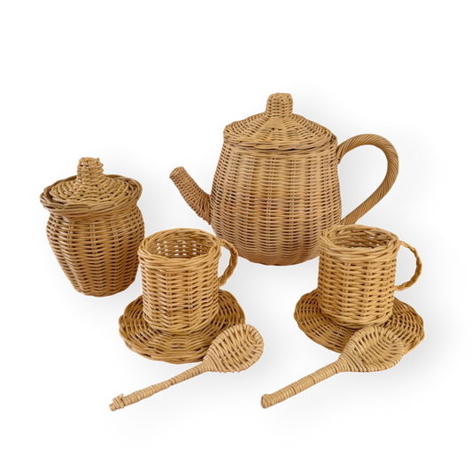 Tea Set Natural Rattan - set of 8