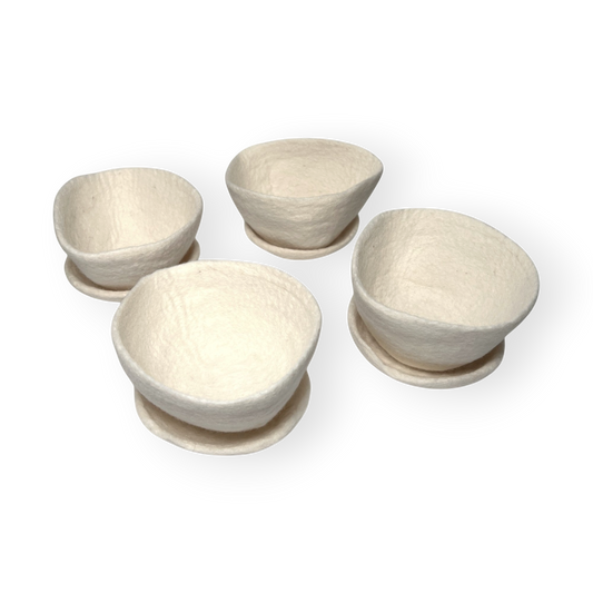 Felt White Plate & Bowl Pack - set of 8