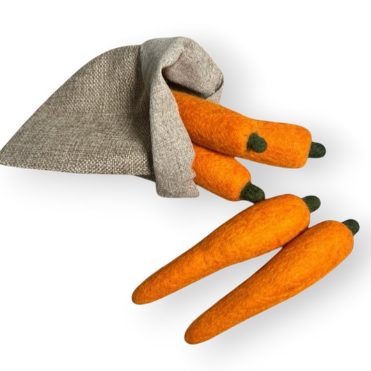Felt Carrots in Hessian Sack - Set of 5