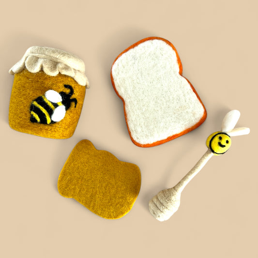 Felt Honey Pot & Dipper with Honey Spread on Toast - Set of 4