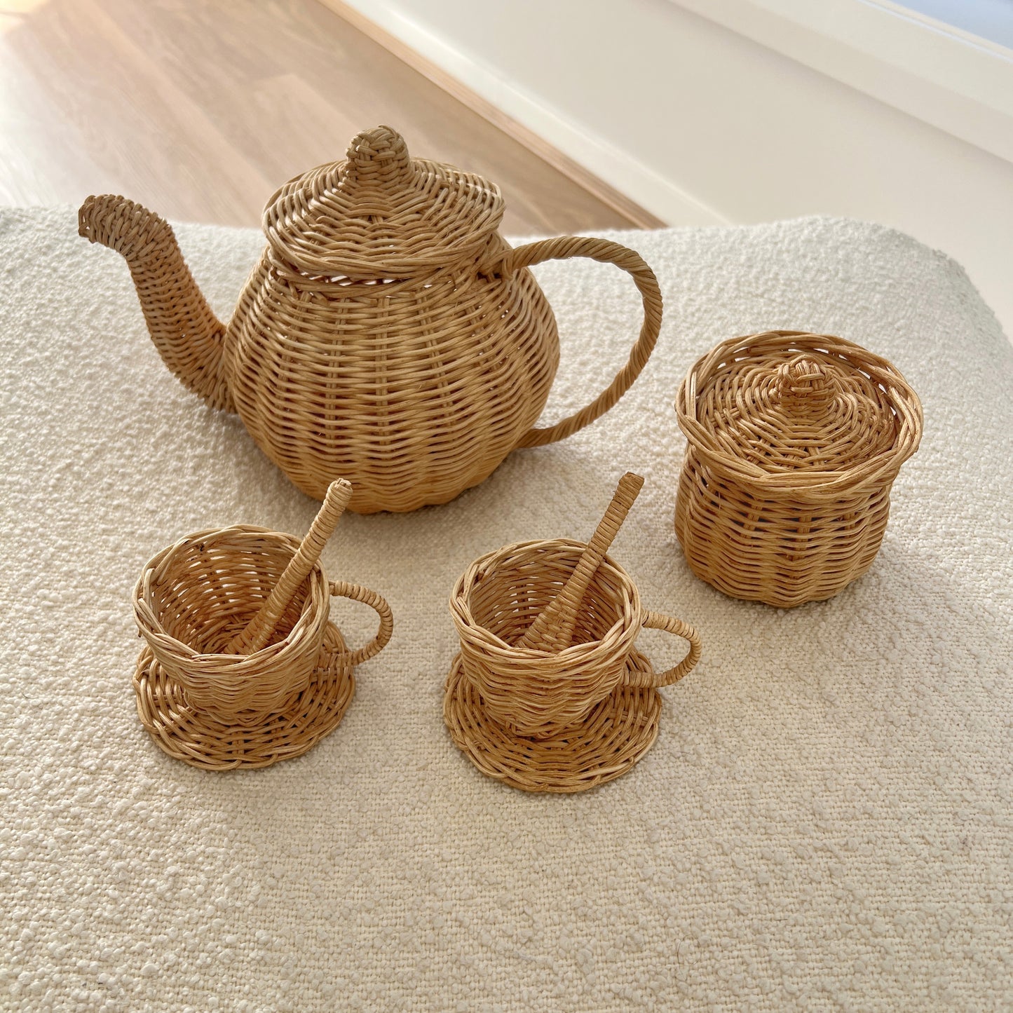 Tea Set Natural Rattan - set of 8