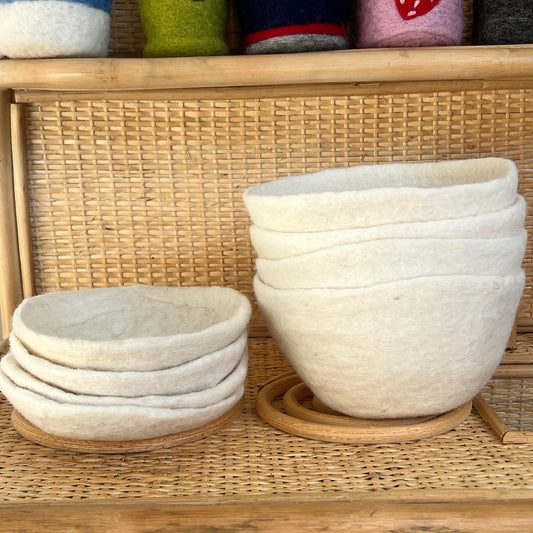 Felt White Plate & Bowl Pack - set of 8