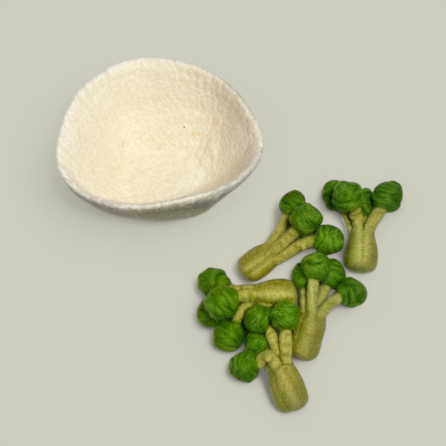 Felt Broccoli In Bowl (Set of 6)