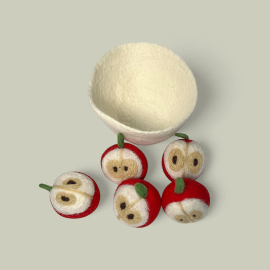 Felt Apples Halved In Fruit Bowl (Set of 6)