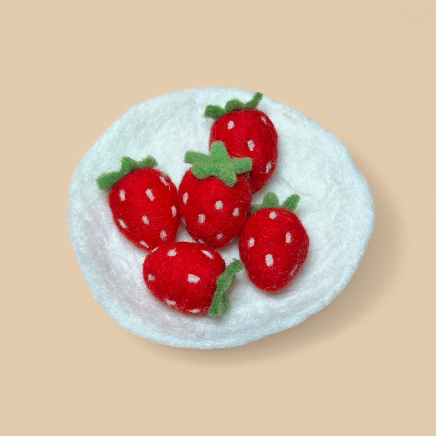 Felt Strawberries On Felt Plate (Set of 6)