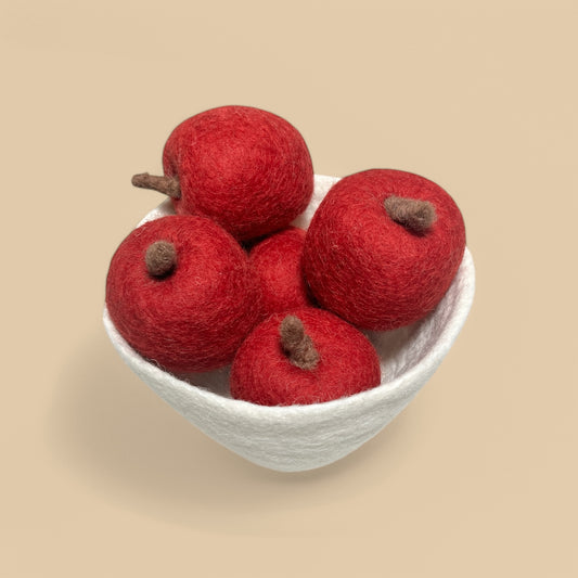 Felt Apples Whole In Fruit Bowl (Set of 6)