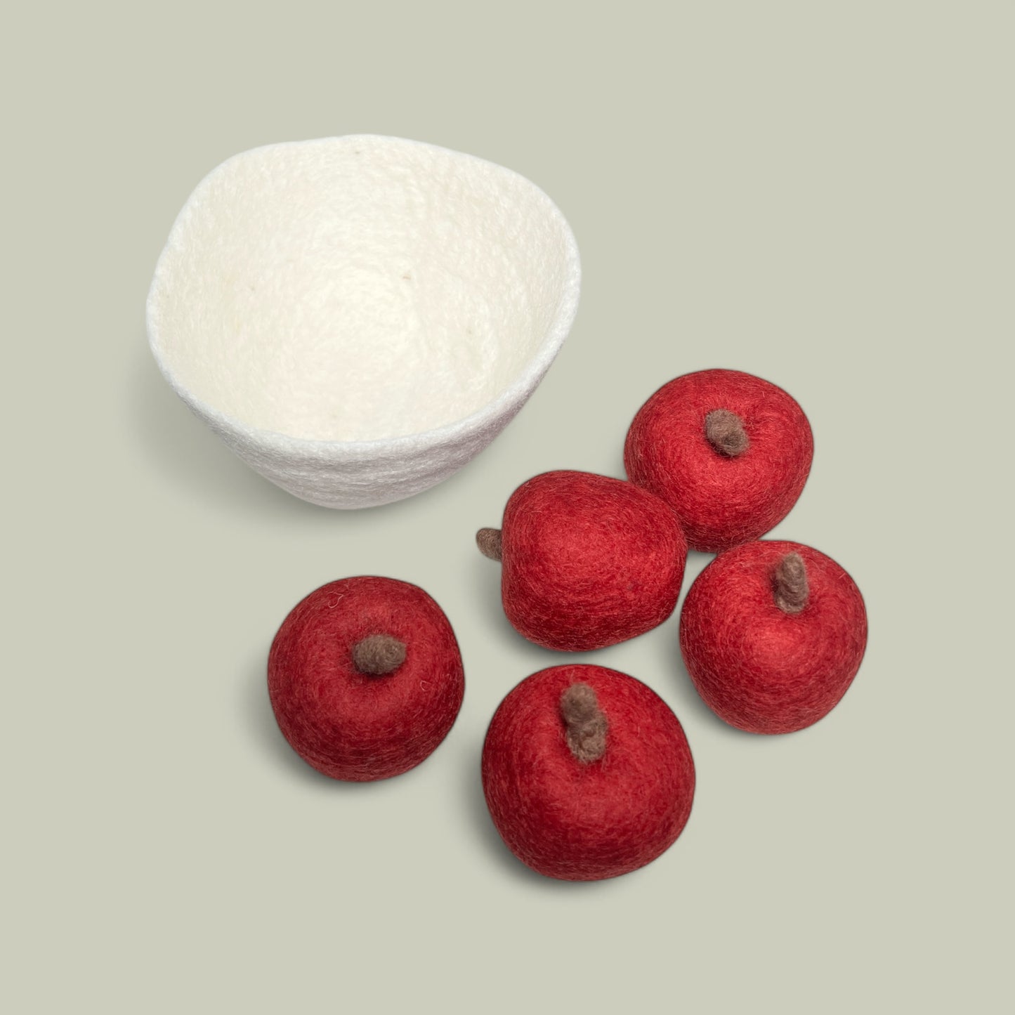 Felt Apples Whole In Fruit Bowl (Set of 6)