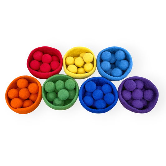 Felt Rainbow Bowls and Balls - Set of 78