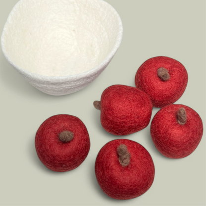 Felt Apples Whole In Fruit Bowl (Set of 6)
