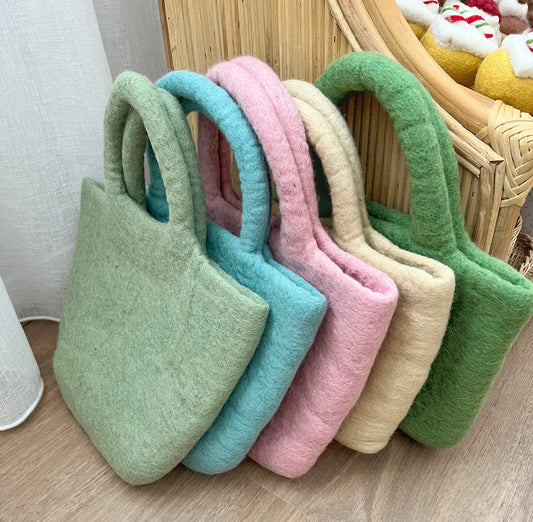 Felt Sage Green Shopping Bag