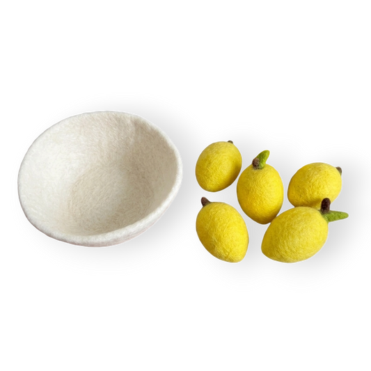 Felt Lemons In Bowl (Set of 6)