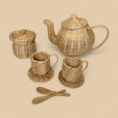 Tea Set Natural Rattan - set of 8