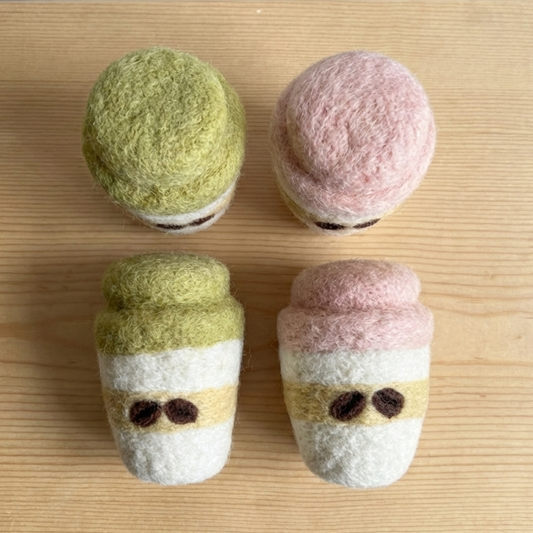 Felt Pink & Green Babycino Takeaway Cups - Set of 4