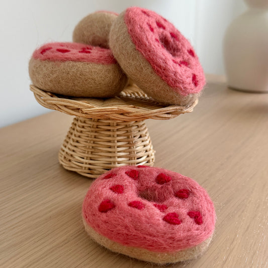 Felt Raspberry Doughnut with Heart Candy