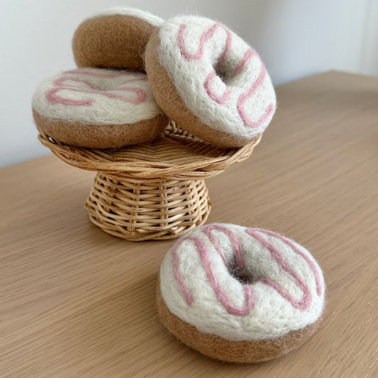 Felt Vanilla Doughnut with Strawberry Swirl