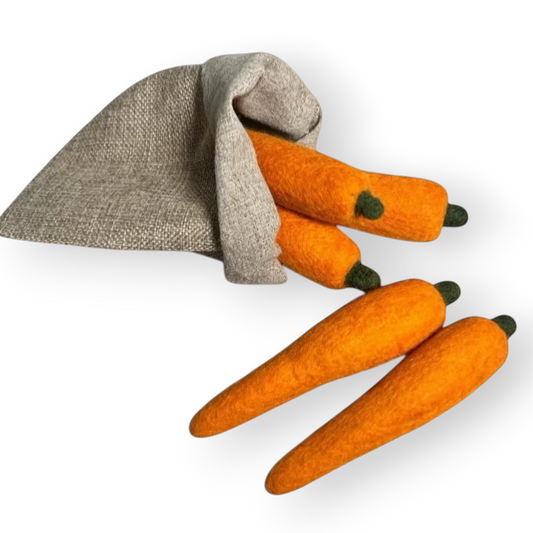 Felt Carrots in Hessian Sack - Set of 5