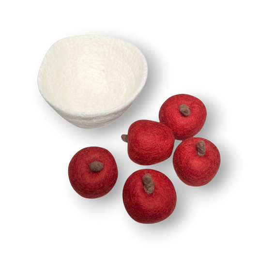 Felt Apples Whole In Fruit Bowl (Set of 6)