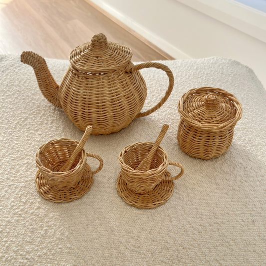 Tea Set Natural Rattan - set of 8