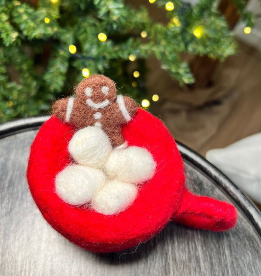 Felt Hot Chocolate with removable Gingerbread