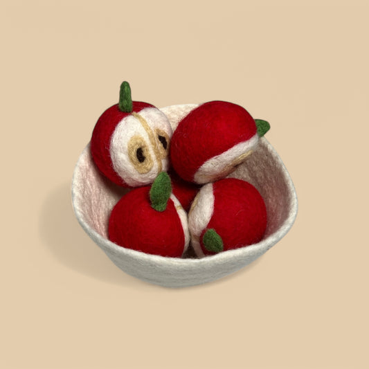 Felt Apples Halved In Fruit Bowl (Set of 6)
