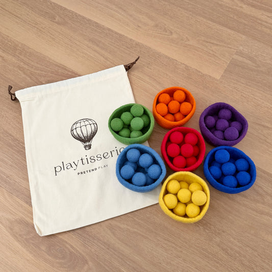Felt Rainbow Bowls and Balls - Set of 78