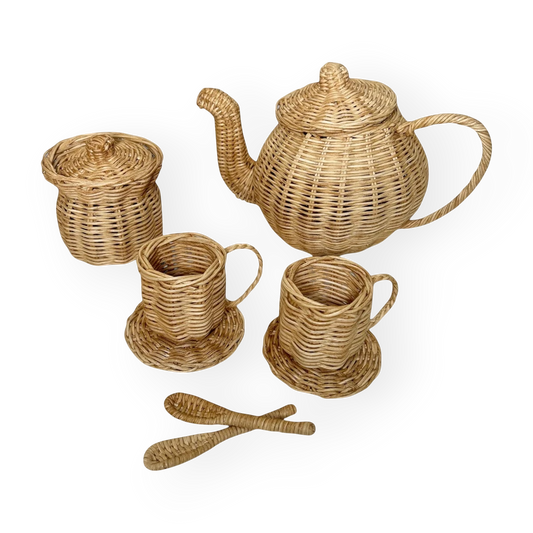 Tea Set Natural Rattan - set of 8