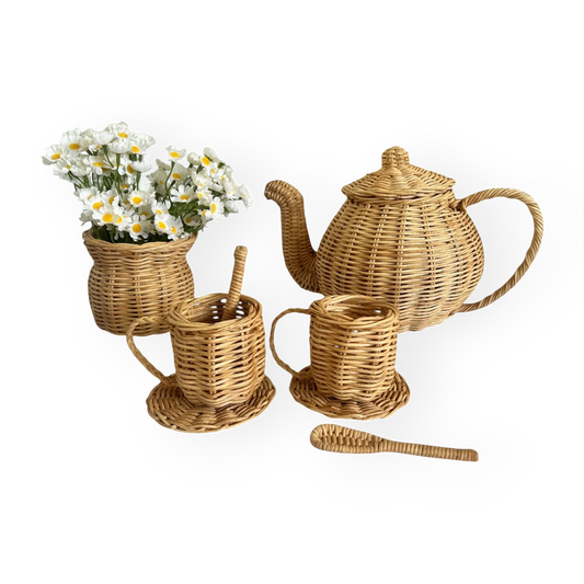 Tea Set Natural Rattan - set of 8