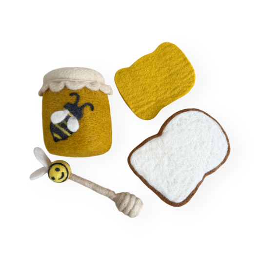 Felt Honey Pot & Dipper with Honey Spread on Toast - Set of 4
