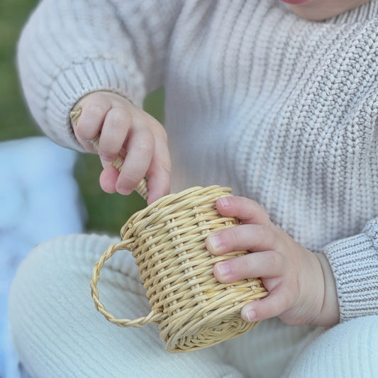 Rattan Teacup & Saucer with Spoon